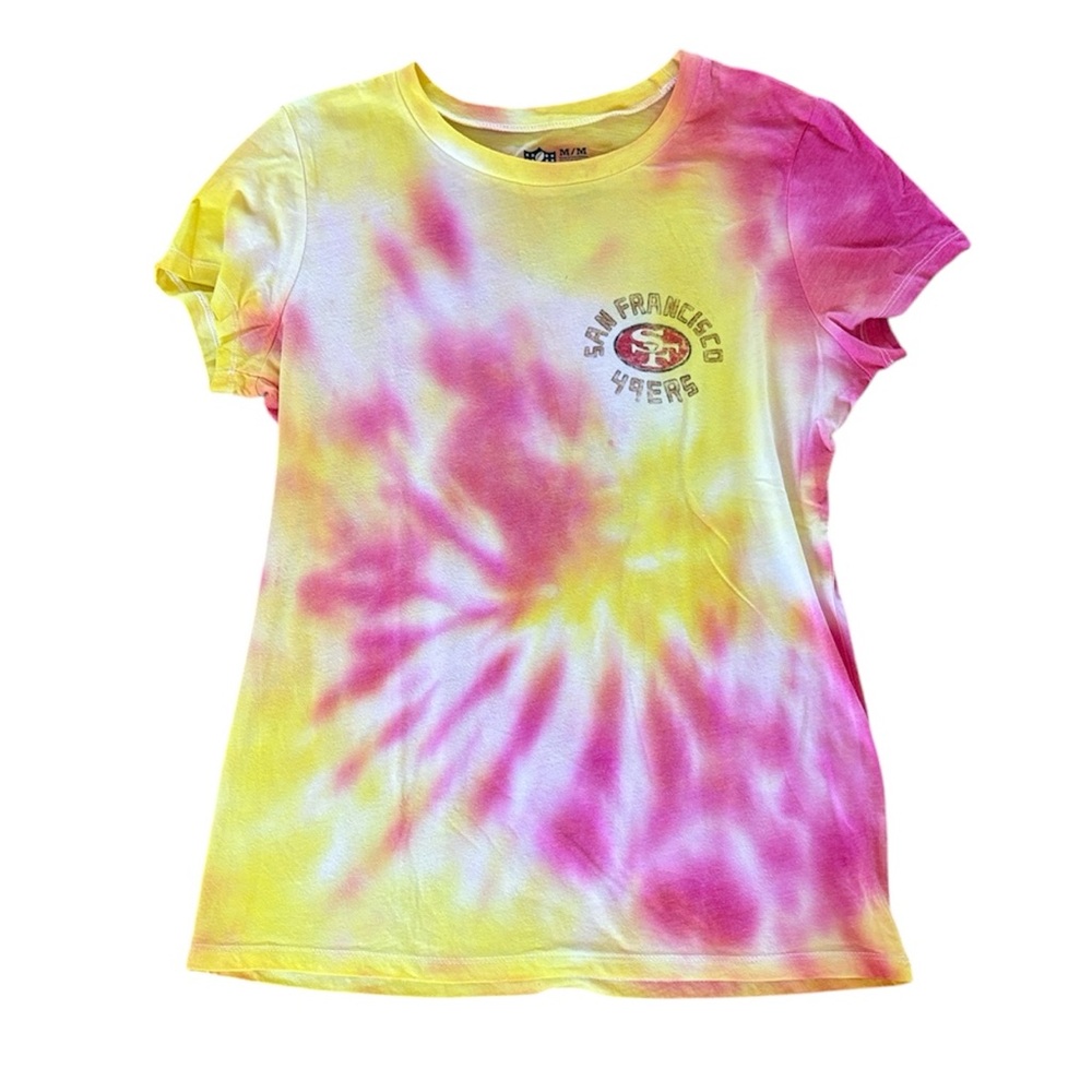 NFL SF 49ers Tie-Dye Short Sleeve Tee in Yellow and Pink